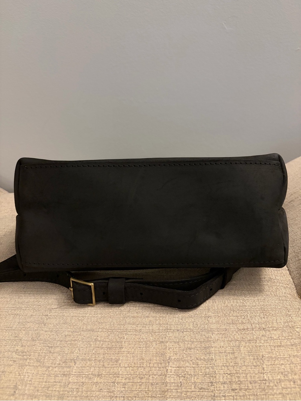 Portland Leather Black Top-Handle Tote Bag with Crossbody Strap - Picture 6 of 6